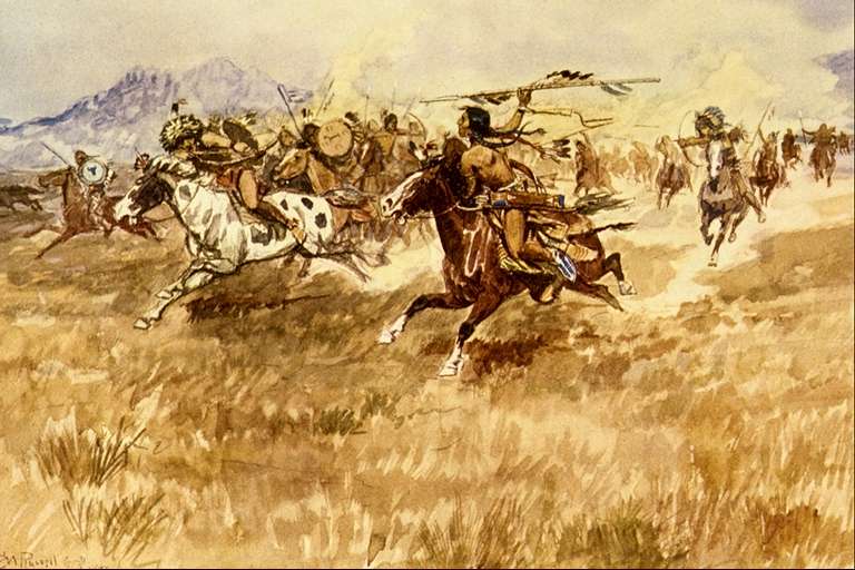 Charles M Russell Fight Between the Black Feet